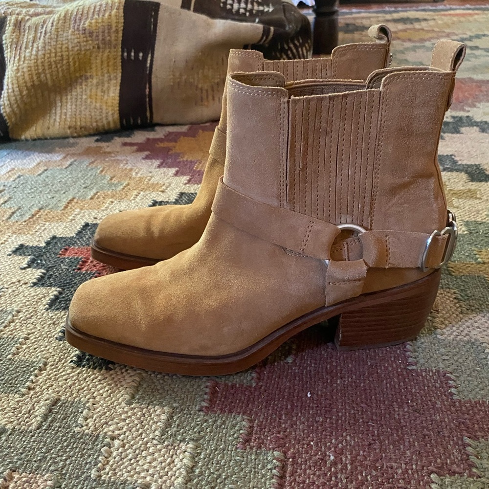 Sam Edelman Tan Ankle Booties with Harness Detail